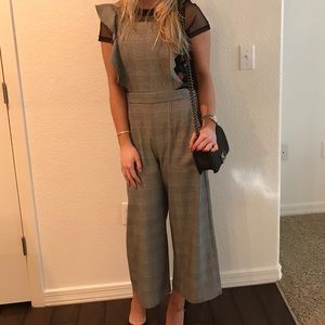 Top shop Houndstooth jumpsuit with ruffles